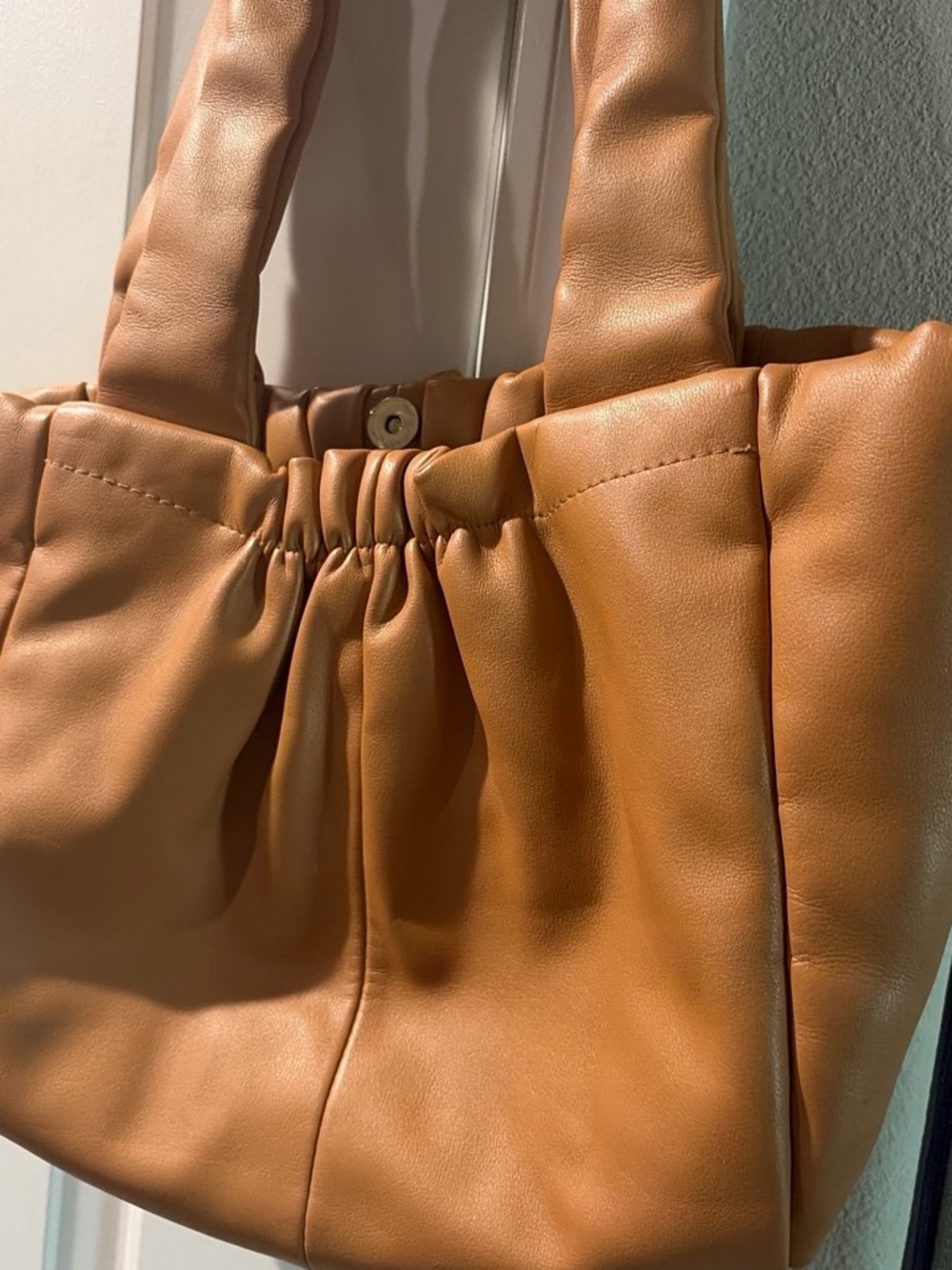 Caramel Ruched Tote Bag - Women